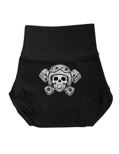 Culotte Bébé Motard Crâne avec Pistons | Couche-Culotte Biker