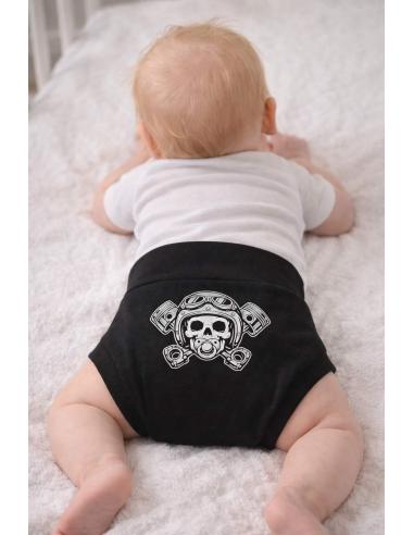 Baby Biker Skull with Pistons Shorts | Biker Diaper Cover