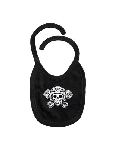 Baby Biker Bib Skull Pistons | Biker Cotton Bib