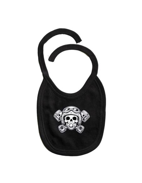 Baby Biker Bib Skull Pistons | Biker Cotton Bib
