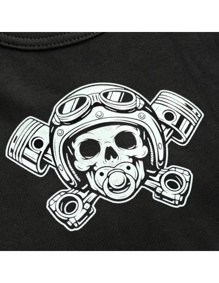 Bavaglino Bebè Motociclista Teschio Pistoni | Bavaglino Biker Cotone