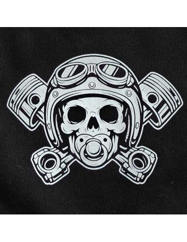 Bavoir Bébé Motard Crâne Pistons | Bavoir Biker Coton