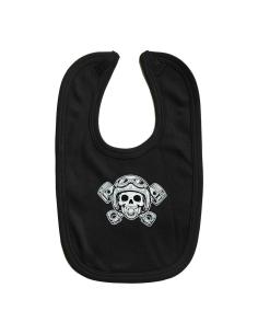 Bavoir Bébé Motard Crâne Pistons Velcro | Bavoir Biker