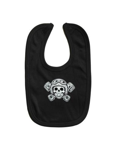 Baby Biker Bib Skull Pistons Velcro | Biker Bib