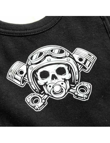 Babete Bebé Motard Caveira Pistões Velcro | Babete Biker