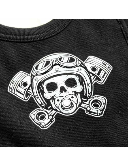 Babete Bebé Motard Caveira Pistões Velcro | Babete Biker