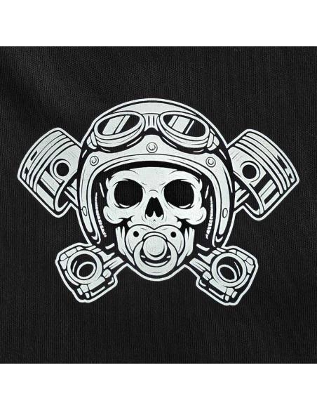 Bavaglino Bebè Motociclista Teschio Pistoni Velcro | Bavaglino Biker