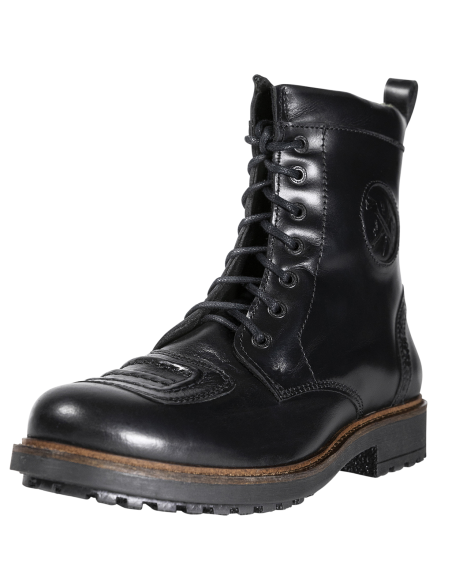 Bottes John Doe Falcon Noires de Moto en Cuir | Iguana Custom