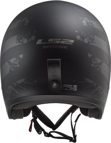 Capacete Jet LS2 Spitfire II Retro verde militar | Viseira Solar e KPA | ECE 22.06