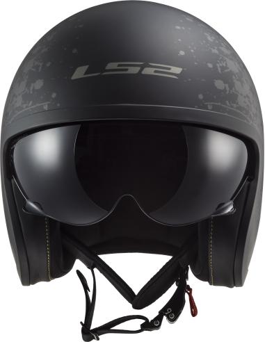 Casco Jet LS2 Spitfire II Black flag | Visor Solar y KPA | ECE 22.06