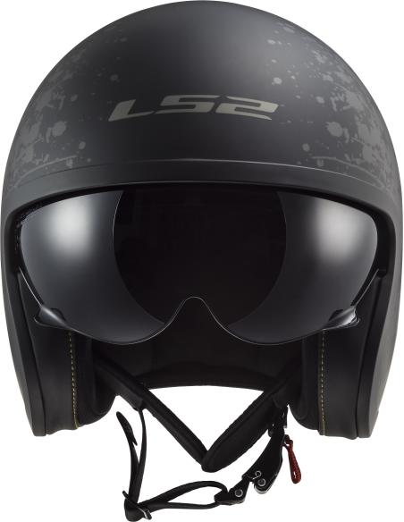 Casco Jet LS2 Spitfire II Black flag | Visor Solar y KPA | ECE 22.06