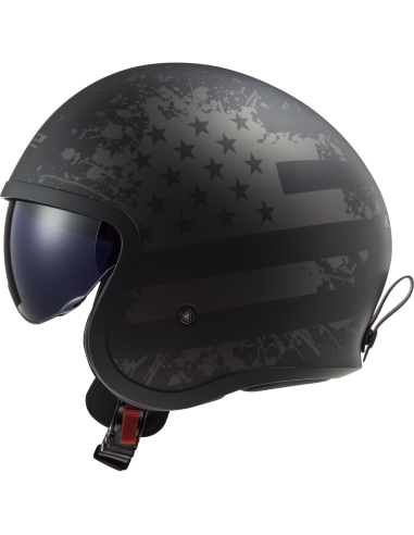 Casque Jet LS2 Spitfire II Rétro vert militaire | Visière Solaire et KPA | ECE 22.06