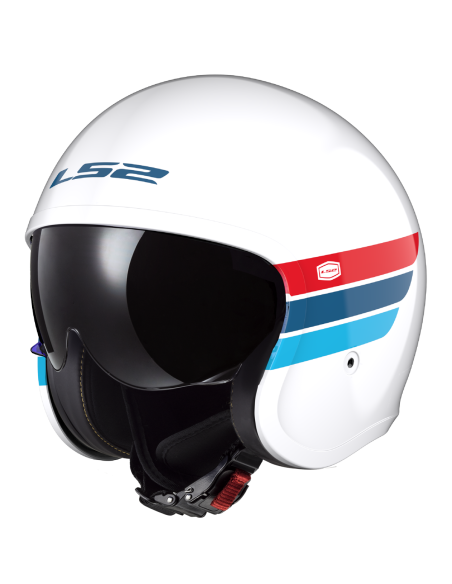 Jet Helmet LS2 Spitfire II Retro White | Sun Visor and KPA | ECE 22.06