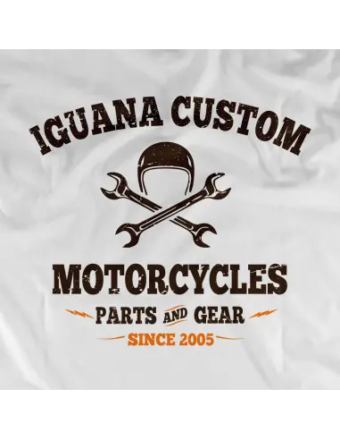 White T-shirt Iguana Custom Motorcycles Men