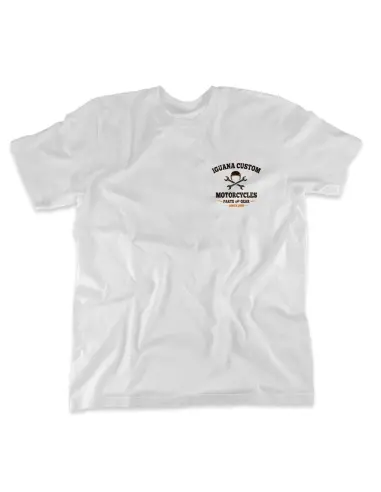 T-shirt Blanche Iguana Custom Motorcycles Homme