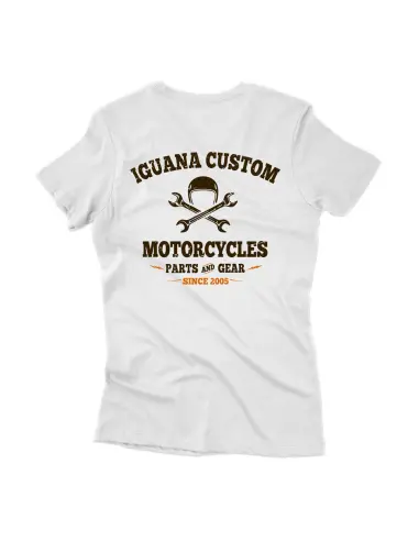 White Women's T-shirt Iguana Custom Biker