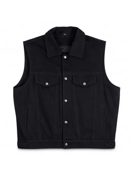 Comprar Chaleco Motero De Tela Vaquera Negra Con Cuello By Icc a precio de oferta