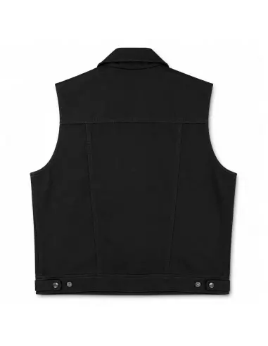 GILET DE MOTARD EN JEAN NOIR AVEC COL BY ICC