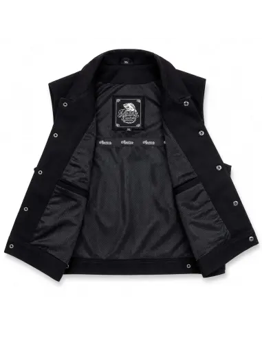 GILET DE MOTARD EN JEAN NOIR AVEC COL BY ICC
