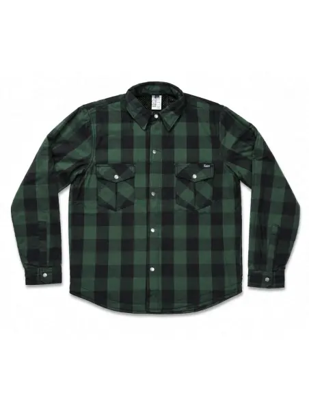 Green Lumberjack Biker Shirt AA with Kevlar | Iguana Custom
