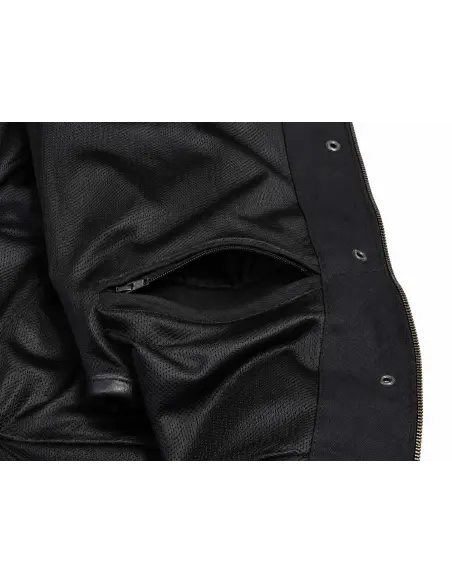 Gilet da Motociclista in Denim Nero e Pelle Croc | Iguana Custom
