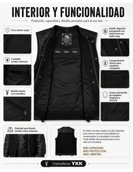 Black Denim Biker Vest and Croc Leather | Iguana Custom