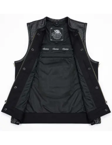Colete Motard Mulher Ganga Preto e Pele Croc | Iguana Custom