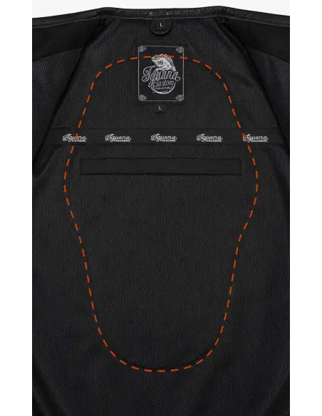 Women's Biker Vest Black Denim and Croc Leather | Iguana Custom