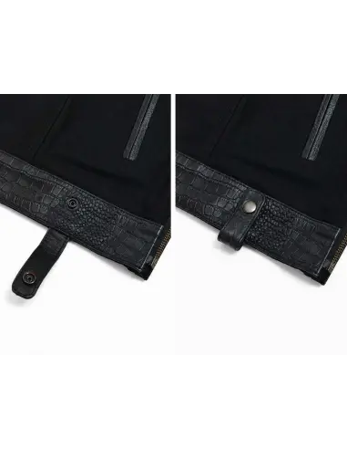 Gilet da Motociclista Donna Denim Nero e Pelle Croc | Iguana Custom