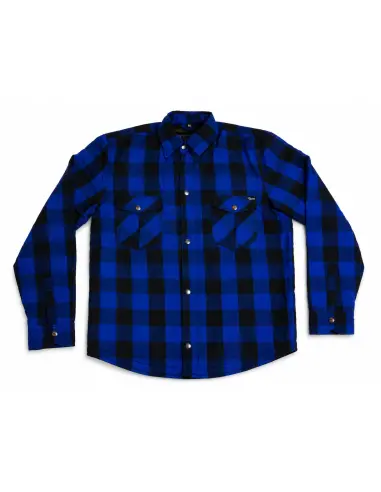 AA-Certified Blue Lumberjack Motorcycle Shirt with Kevlar Reinforcements | Iguana Custom