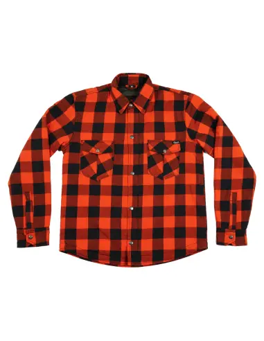 AA-Certified Orange Lumberjack Motorcycle Shirt with Kevlar Reinforcements | Iguana Custom