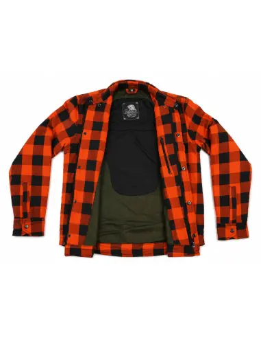 Chemise de Moto Orange Style Bûcheron Certifiée AA avec Renforts en Kevlar | Iguana Custom