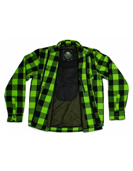 Acquista Camicia da Motociclista Alta Visibilità Verde Lime Certificata AA con Kevlar | Iguana Custom