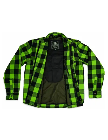 Acquista Camicia Femminile ad Alta Visibilità Verde Lime per Moto Certificata AA con Kevlar | Iguana Custom