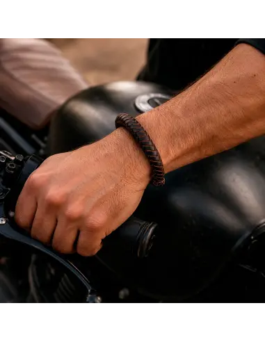 PULSERA DE CUERO TRENZADO ARTESANAL CUERO TERNERA ENGRASADA - IGUANA CUSTOM
