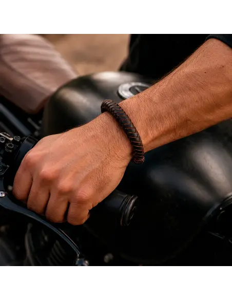 PULSERA DE CUERO TRENZADO ARTESANAL CUERO TERNERA ENGRASADA - IGUANA CUSTOM