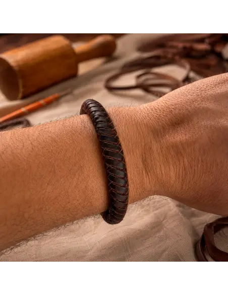 PULSERA DE CUERO TRENZADO ARTESANAL CUERO TERNERA ENGRASADA - IGUANA CUSTOM