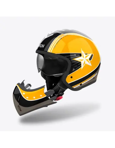 CAPACETE AIROH J110 COMMAND YELLOW GLOSS DUPLA APROVAÇÃO 22.06 JATO E INTEGRAL