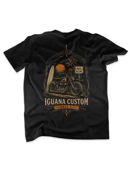 Camiseta Iguana Custom Motorcycles Preta Homem