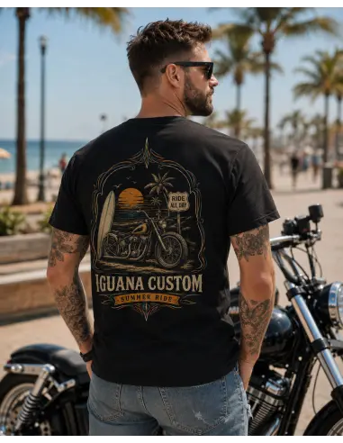Camiseta Iguana Custom Motorcycles Preta Homem