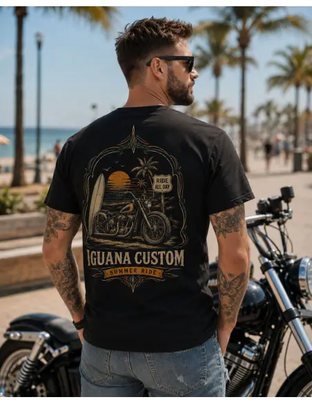 T-shirt Iguana Custom Motorcycles Noire Homme