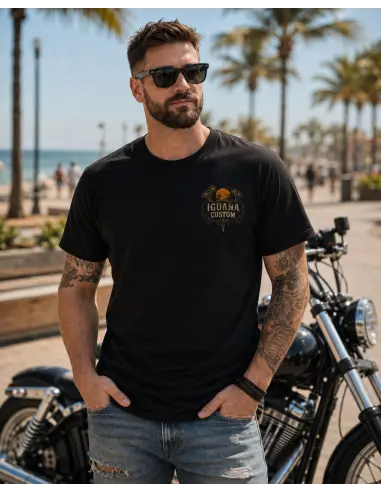 T-shirt Iguana Custom Motorcycles Noire Homme