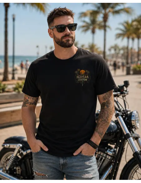 Maglietta Iguana Custom Motorcycles Nera Uomo