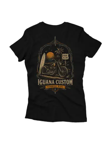 Maglietta Femminile Iguana Custom Summer Ride Nera