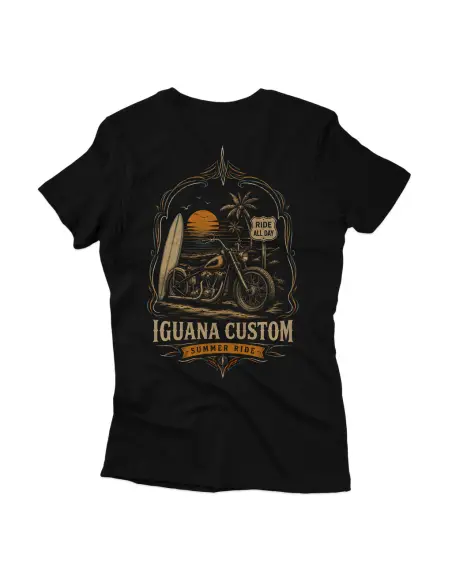 Women's T-shirt Iguana Custom Summer Ride Black