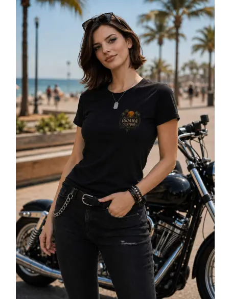 Camiseta Femenina Iguana Custom Summer Ride Negra