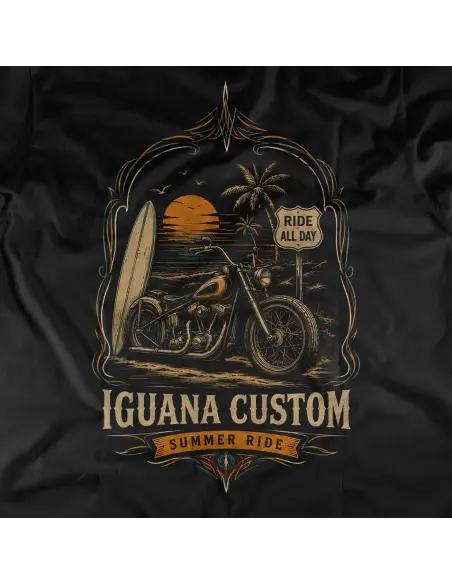 Camiseta Femenina Iguana Custom Summer Ride Negra