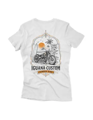 Camiseta Feminina Iguana Custom Summer Ride Branca