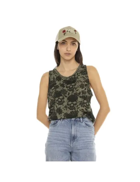 Buy Von Dutch Women's AOP Skull Khaki Top