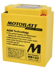 Batería Motobatt MB12U AGM 12V 14Ah para motocicletas | Iguana Custom
